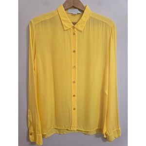 Stella McCartney Yellow Cupro Blouse Mother of Pearl Buttons IT 46 US L